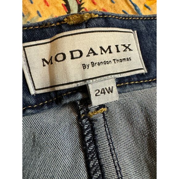 MODAMIX Jeans Women's sz24 Skinny Cropped Med-Dark Wash Stretch Zipper Ankles - Picture 3 of 15